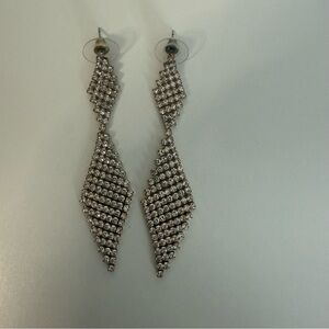 Stunning Silver Rhinestone Statement Drop Earrings